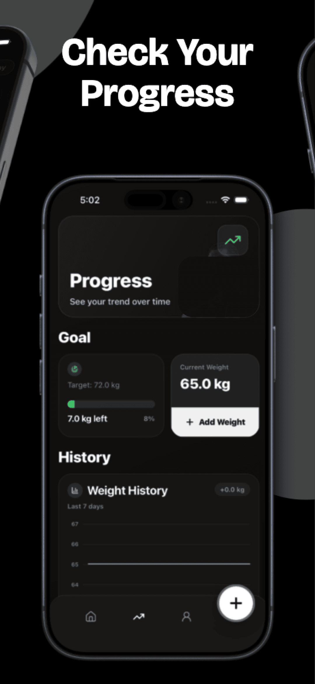 macro nutrient charts and weekly trend insights screen