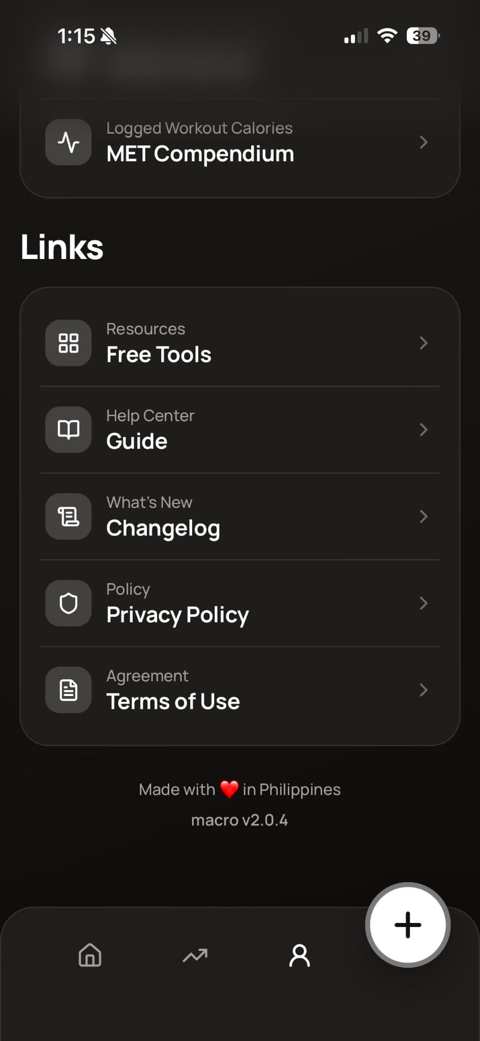 Free tools links on home screen