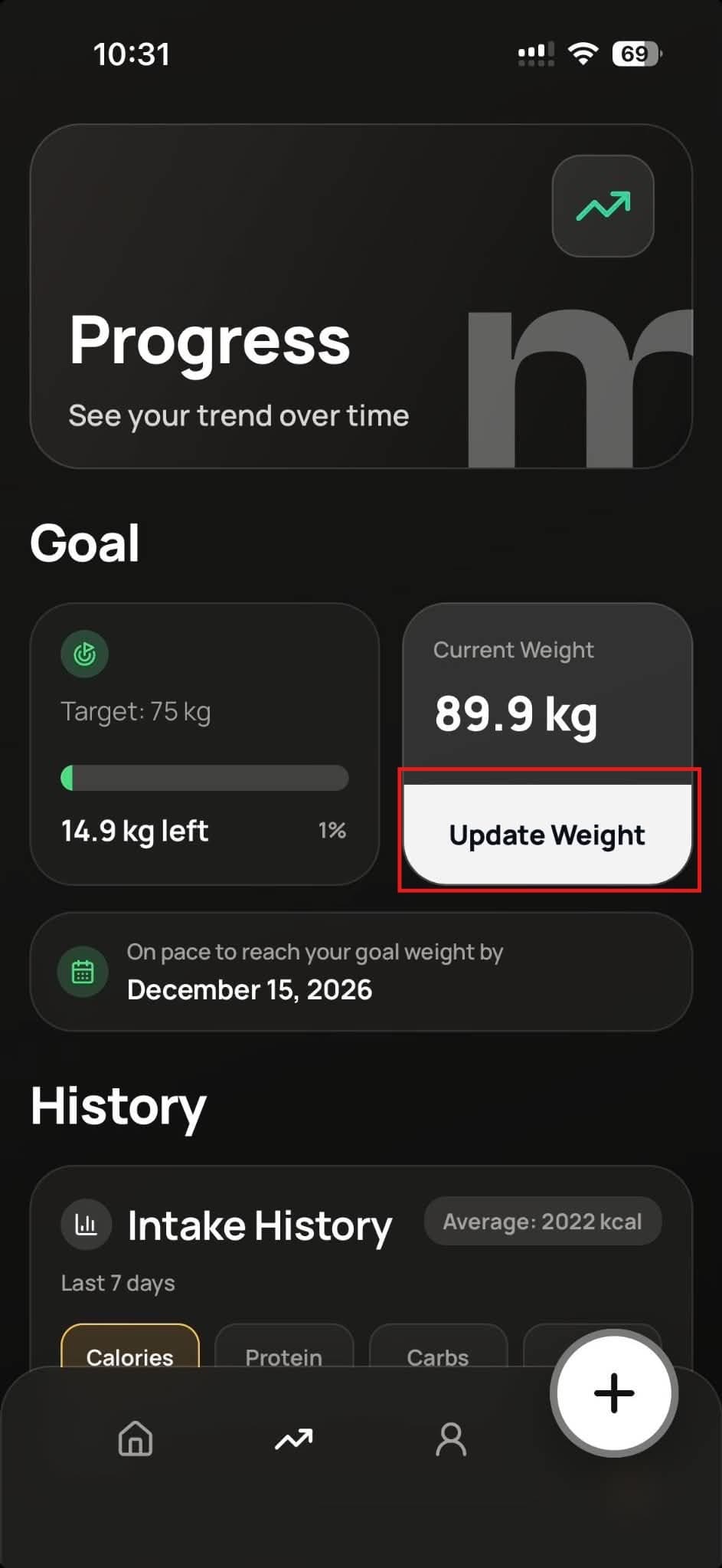 Update weight button highlight